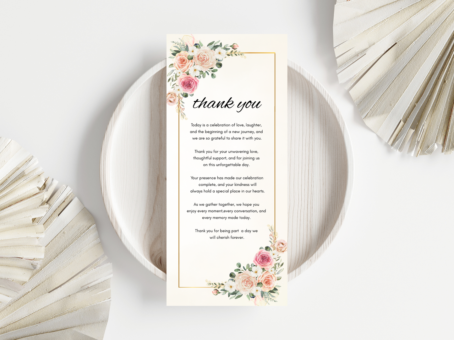 Luxury Wedding Menu, Thank You & Table Cards,  Editable Canva Template WI398