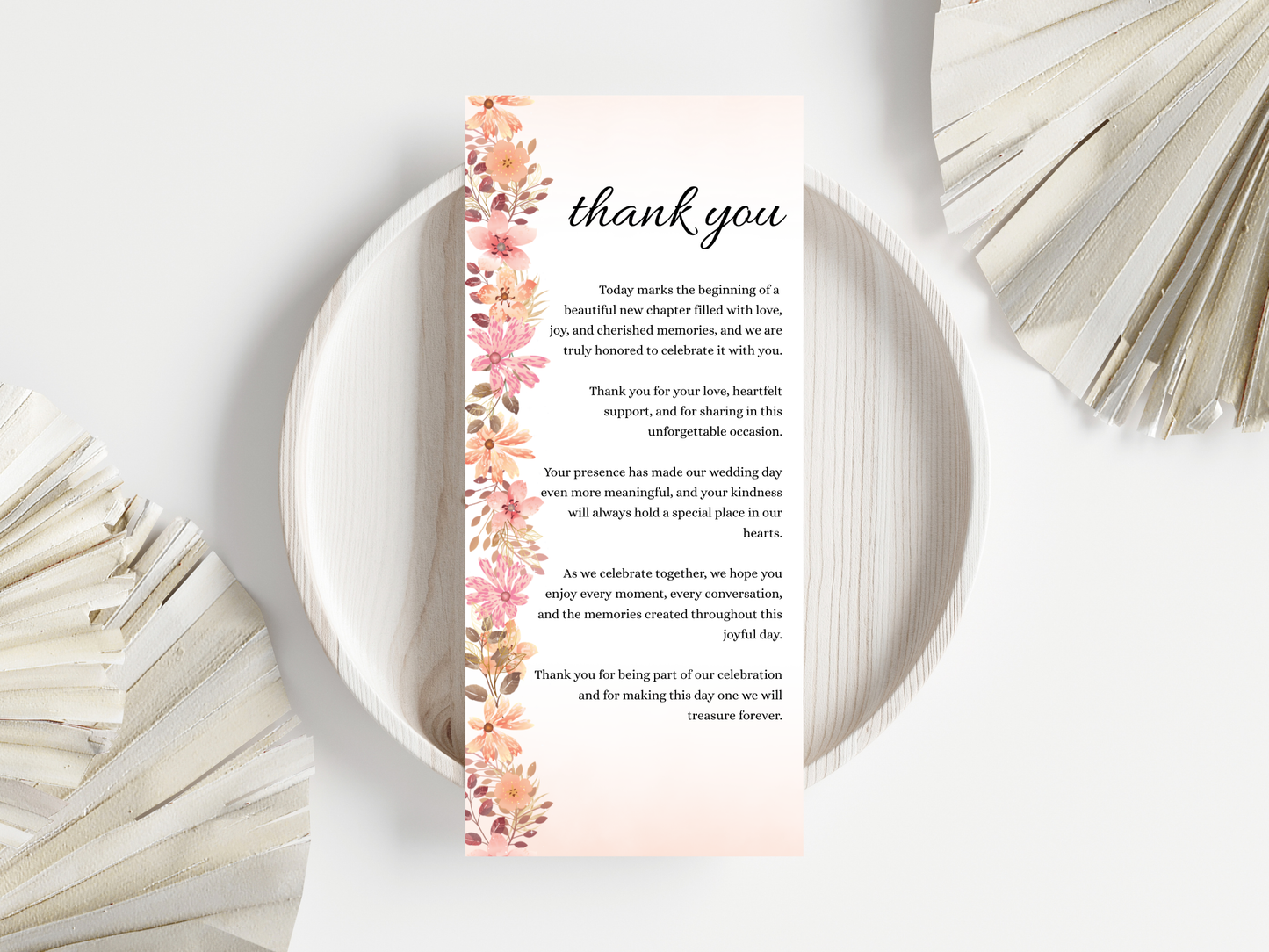 Boho Wedding Menu, Table, Thank you, Editable Cards MTC418