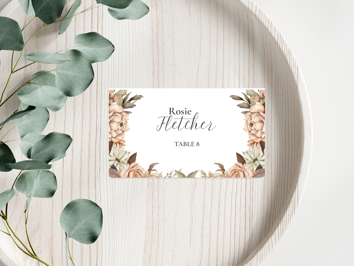 Wedding Menu & Thank You Template | Editable Canva Place Card. WI218