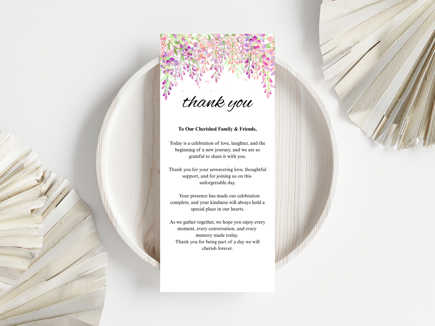 Wisteria Wedding Menu Card, thank you, table card MTC 422