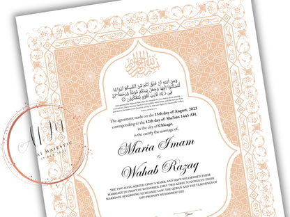 Nikkah Contract Template,Printable Nikkah Contract,Editable Nikkahnama, Muslim Wedding Certificate,Digital Download,Islamic Marriage. NN189