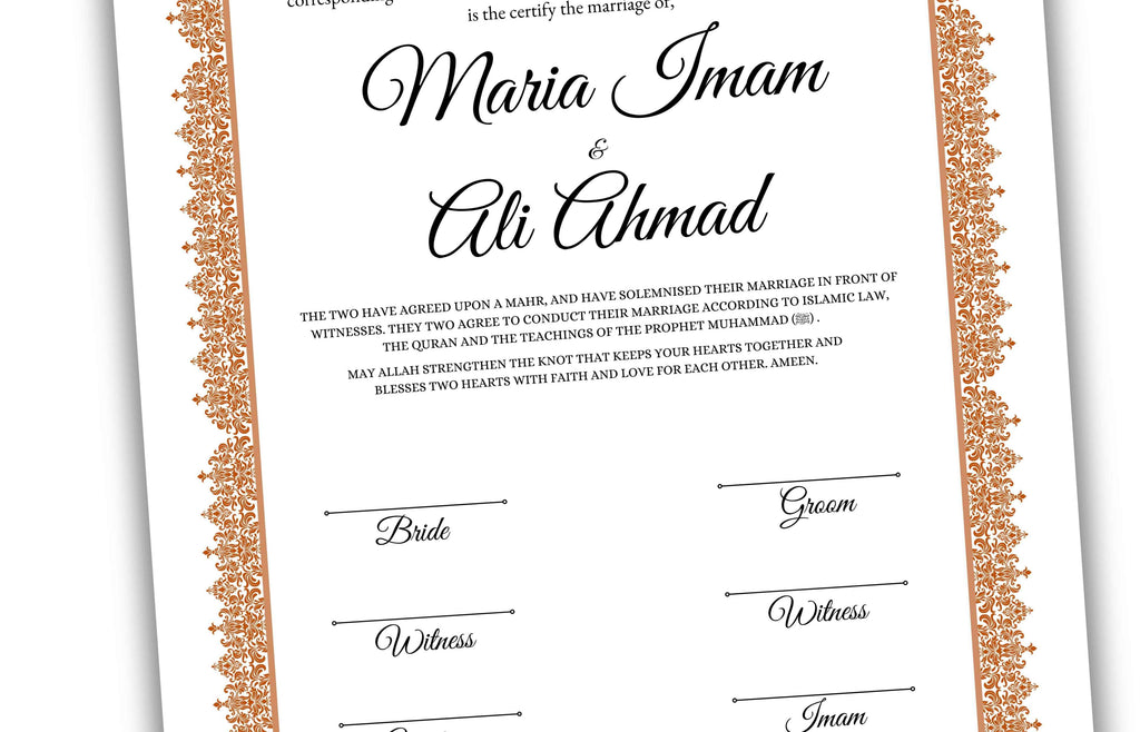 Nikkah Certificate Digital Download Personalised, A4, A3, Template, Instat Download. NN139
