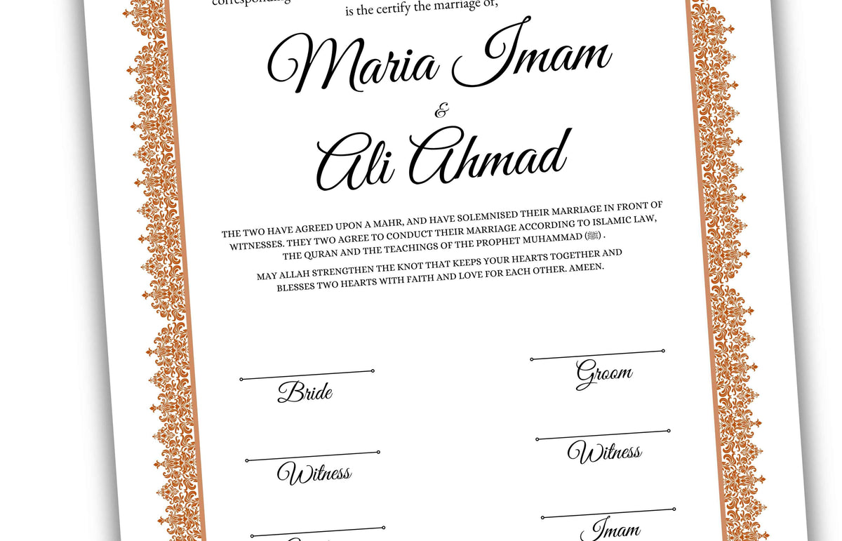 Nikkah Certificate Digital Download Personalised, A4, A3, Template, Instat Download. NN139