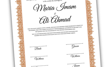 Nikkah Certificate Digital Download Personalised, A4, A3, Template, Instat Download. NN139