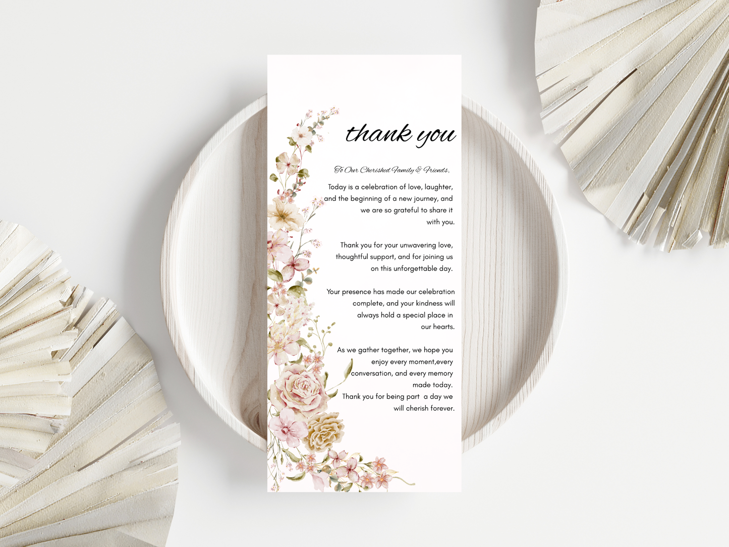 Floral Wedding Menu, Thank You & Table Cards, Instant Download WI396
