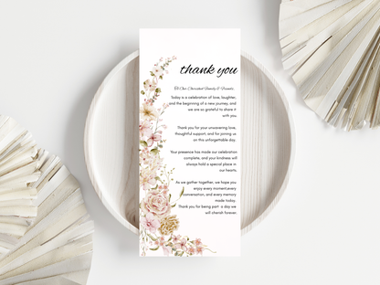 Floral Wedding Menu, Thank You & Table Cards, Instant Download WI396