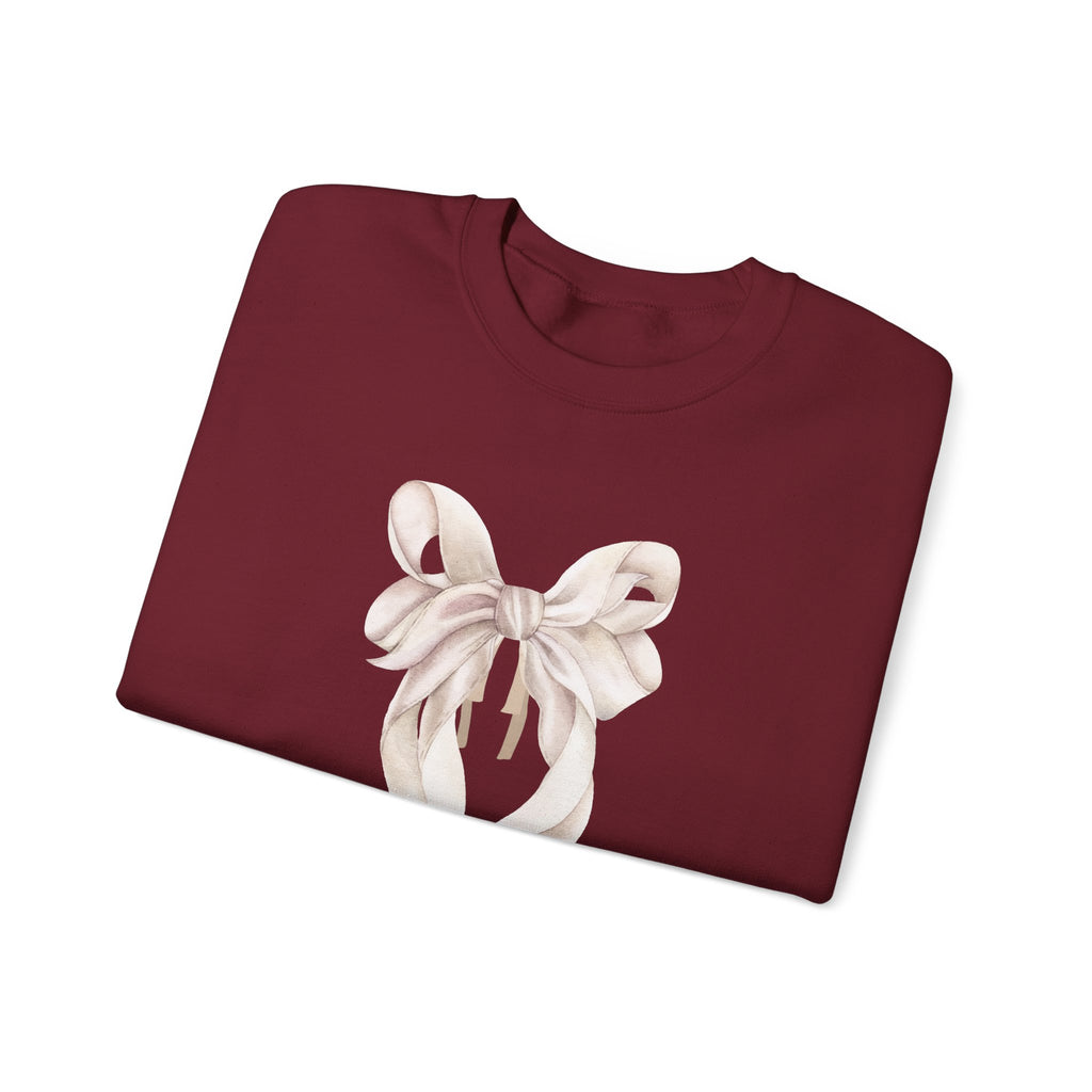 Bow Sweatshirt, Coquette Girl Sweatshirt, Feminine Floral Bow Crewneck