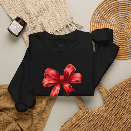 Red Ribbon Bow Crewneck Sweatshirt — Holiday Gift Sweatshirt