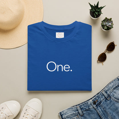 One. Minimalist Graphic Tee — Simple Typography Black T-Shirt