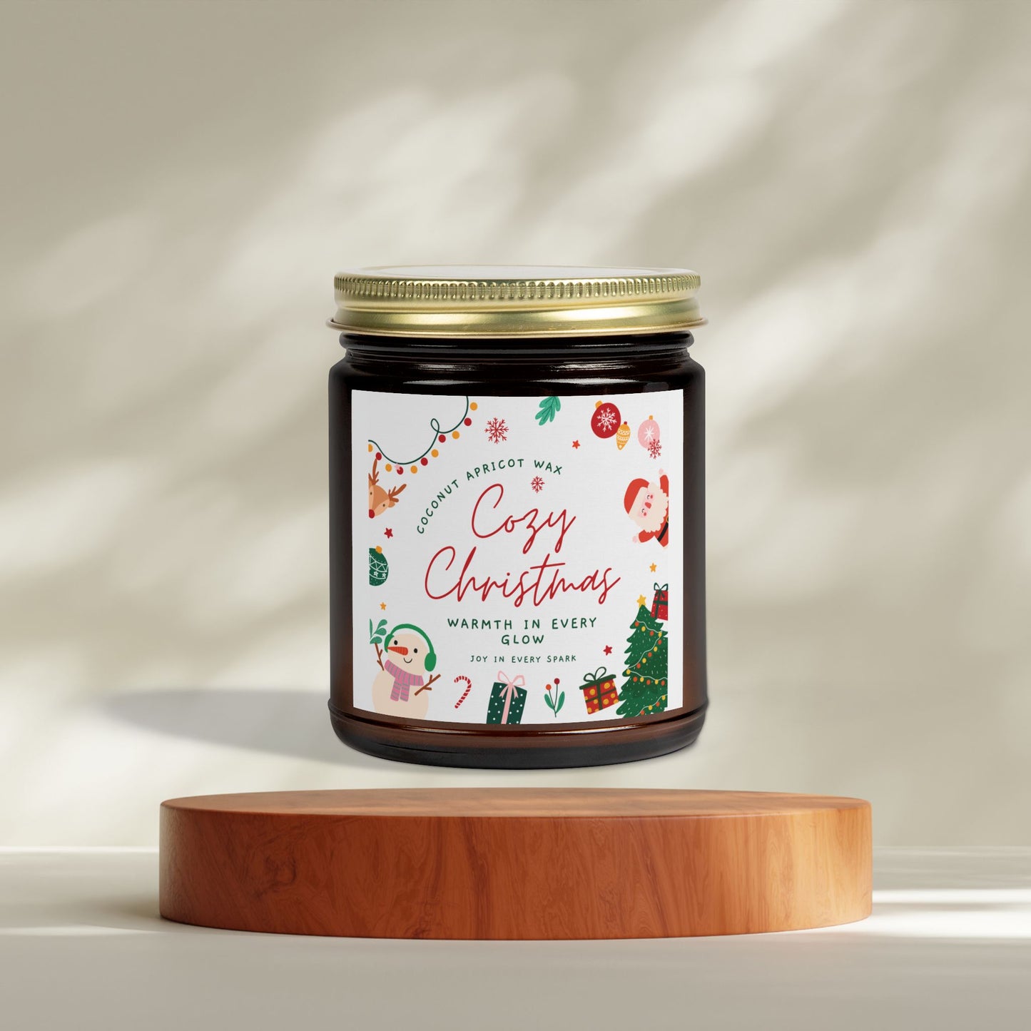 Christmas Scented Candles, Coconut Apricot Wax (4oz, 9oz)