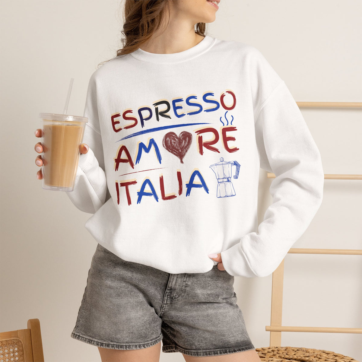 Espresso Amore Italia Crewneck Sweatshirt – Italian Coffee Lover Pullover