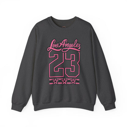 Los Angeles 23 Retro Crewneck Sweatshirt — Pink Varsity Style