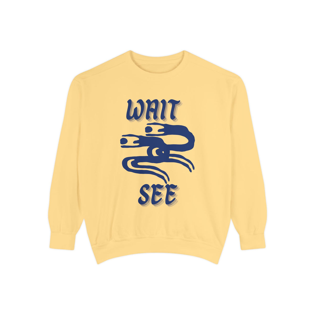 Garment-Dyed Sweatshirt - 'Wait and See' Design