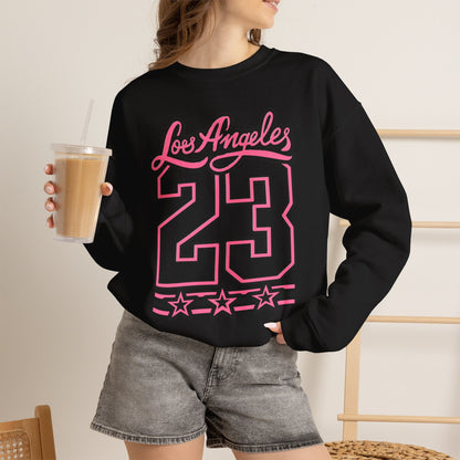 Los Angeles 23 Retro Crewneck Sweatshirt — Pink Varsity Style