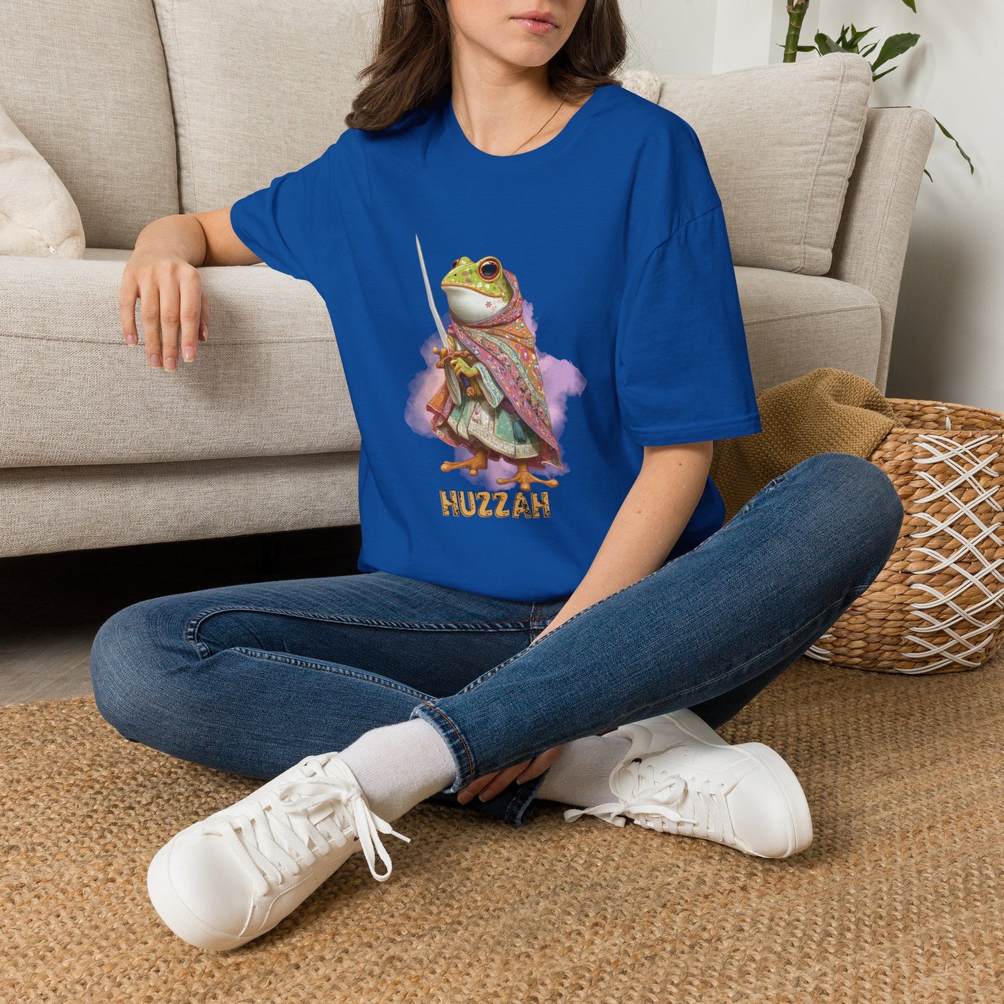 Frog Knight T-Shirt — 'Huzzah' Medieval Amphibian Graphic Tee