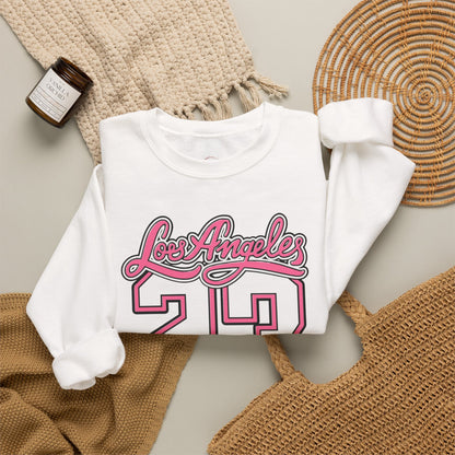 Los Angeles 23 Retro Crewneck Sweatshirt — Pink Varsity Style