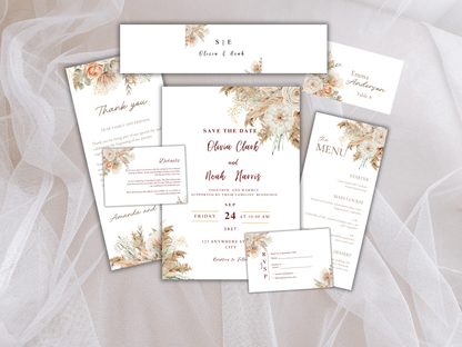 Wedding Invitation Bundle, RSVP, Thank You Card, Table Card, Menu Card, Reception Card, Details Card. Wedding Bottle Label. WI276