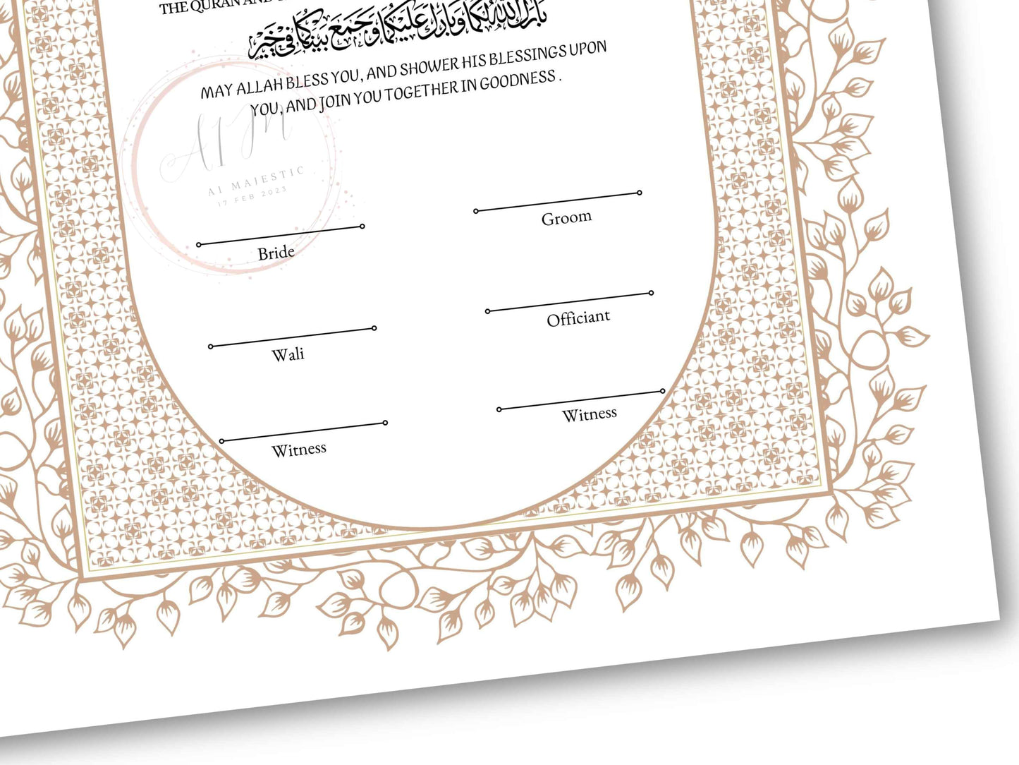 Nikkah Certificate Digital Download Personalised, A4, A3, Template, Instat Download. NN210