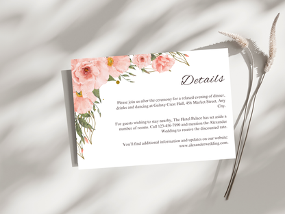 Wedding Invitation Bundle, RSVP, Thank You Card, Table Card, Menu Card, Reception Card, Details Card. WI226