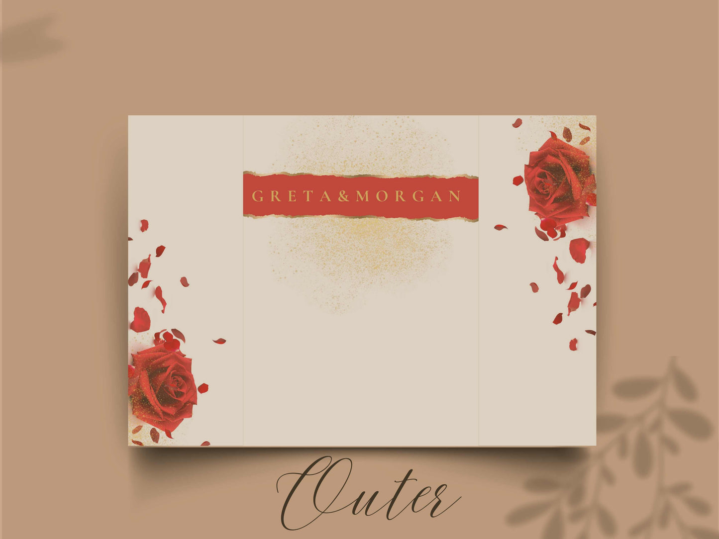 Red Rose Wedding Invitation Template - Gatefold Floral Invite with Itinerary - Elegant Modern Printable Wedding Card. WI157