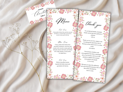 Wedding Thank you Card, Menu Card, Table Card. WI368