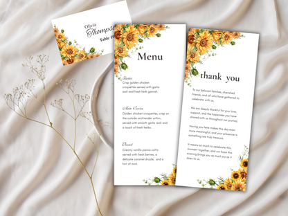 Wedding Thank you Card, Menu Card, Table Card. WI319