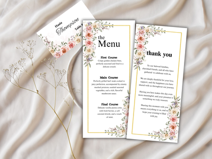Wedding Thank you Card, Menu Card, Table Card. WI352
