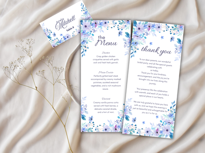 Wedding Thank you Card, Menu Card, Table Card. WI315
