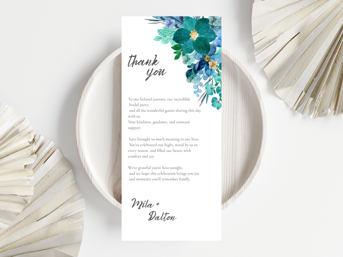 Menu Card, Thank You Card & Table Card Template Set. WI216