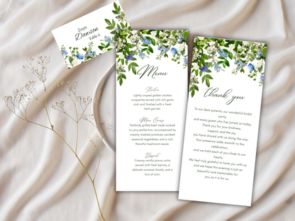 Wedding Thank you Card, Menu Card, Table Card. WI310