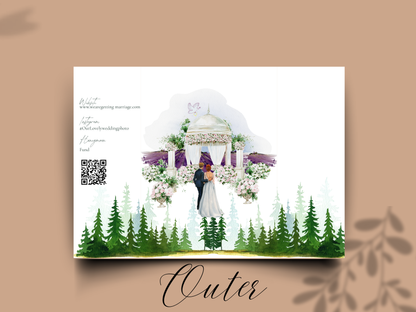 Mountain Wedding Invitation Template | Watercolor Forest Itinerary Invite | Rustic Outdoor Wedding Program | Editable Template.wi177