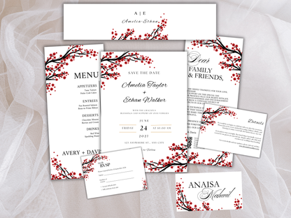 Wedding Invitation Bundle, RSVP, Thank You Card, Table Card, Menu Card, Reception Card, Details Card. Wedding Bottle Label. WI278