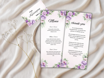 Wedding Thank you Card, Menu Card, Table Card. WI355