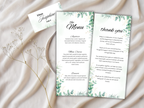 Sage Green Wedding Menu, Thank You & Table Cards, Editable Canva Template WI402