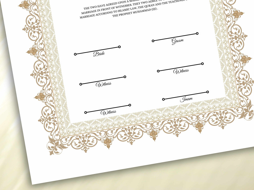 Luxury Nikkah Certificate in Pdf, Nikkah Contract Template, Traditional Islamic Wedding Agreement, Digital Download. NN195