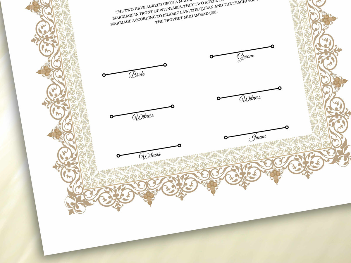 Luxury Nikkah Certificate in Pdf, Nikkah Contract Template, Traditional Islamic Wedding Agreement, Digital Download. NN195