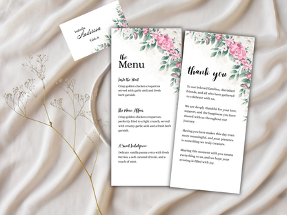 Wedding Thank you Card, Menu Card, Table Card. WI327