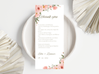 Floral Wedding Menu & Thank You Template | Editable Canva Place Card. WI211