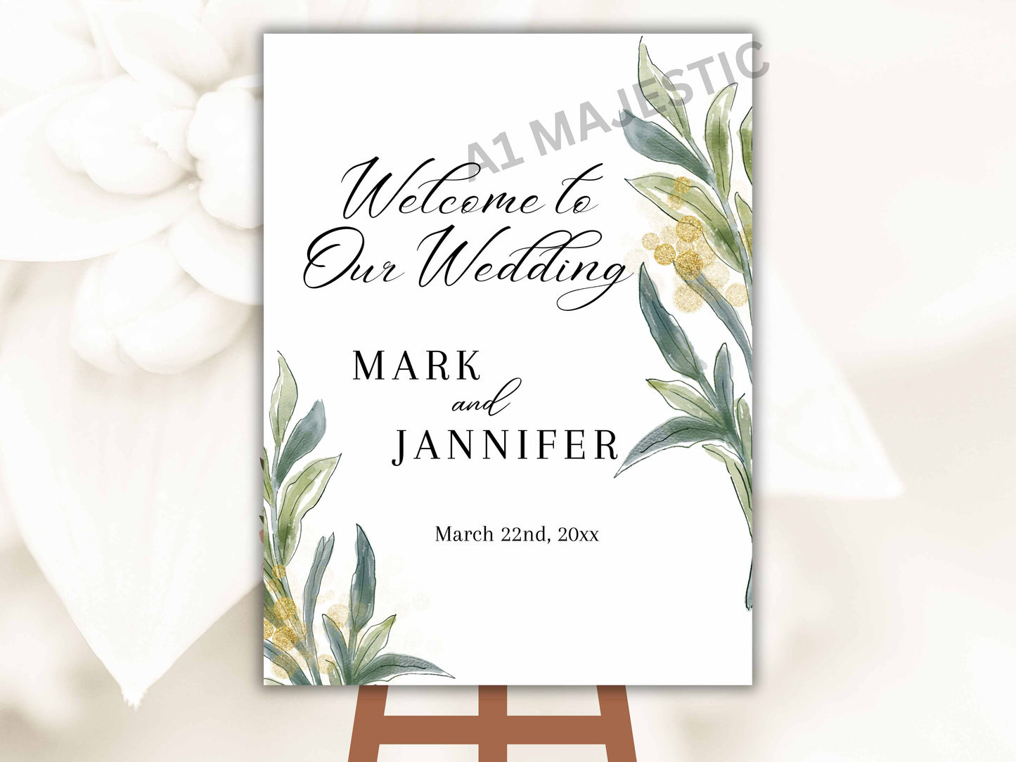 Greenery Watercolor Wedding Welcome Sign Template, Wedding Welcome Sign, Wedding signs, Welcome poster Template. WS12