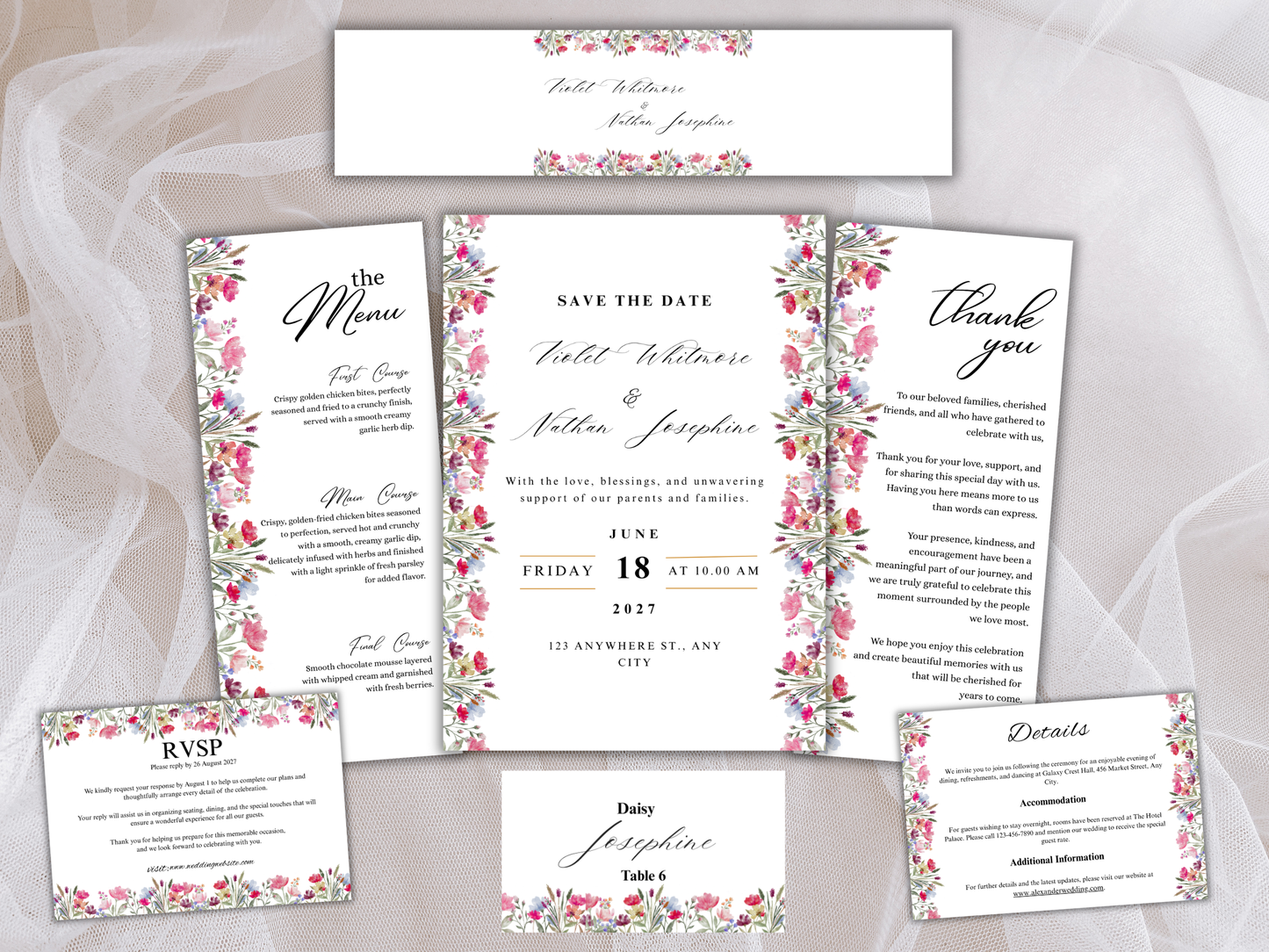 Botanical Wedding Invitation Suite, (Digital Download) MTC377
