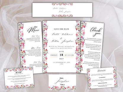 Botanical Wedding Invitation Suite, (Digital Download) MTC377