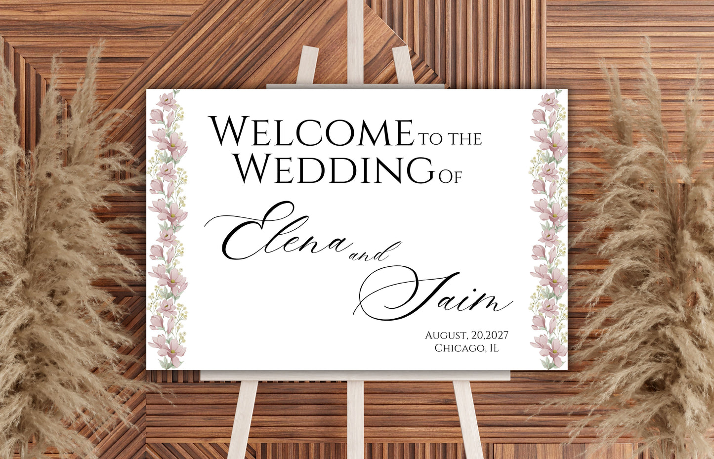 Flower Wedding Welcome Sign, Wedding Entrance Sign Template, Editable, Custom Wedding Welcome Poster, Wedding Decorations. WS24