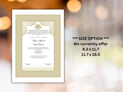 Nikkah Certificate Digital Download Personalised, A4, A3, Template, Editable, Nikkah Nama, Nikkah Contract, Muslim Contract. NN286