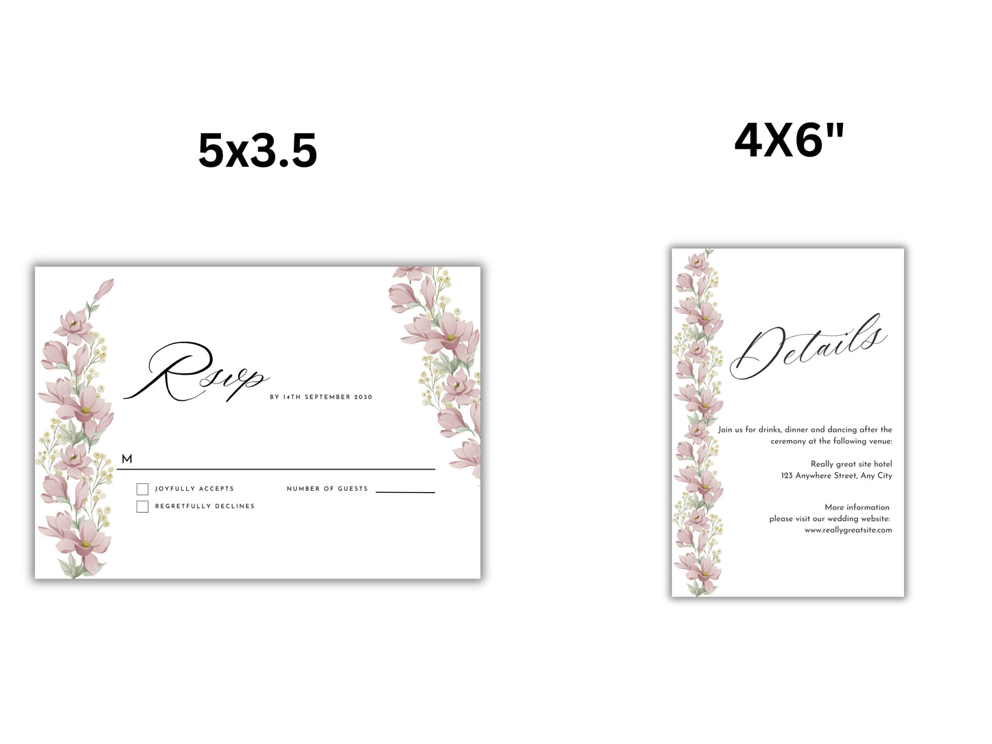 Wedding Invitation Template, Personalised Wedding Card, Printable Wedding Invitation, Details Card, Rsvp Card, Instant Download. WI80