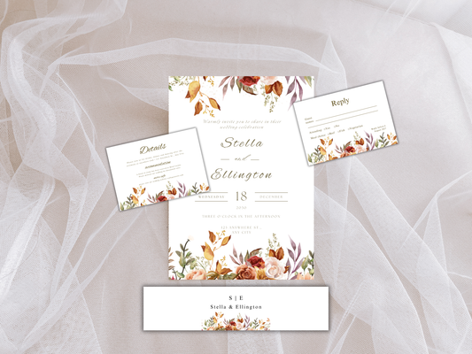 Wedding Invitation Set, RSVP, Wedding Details, Wedding Bottle Label Template, WI273