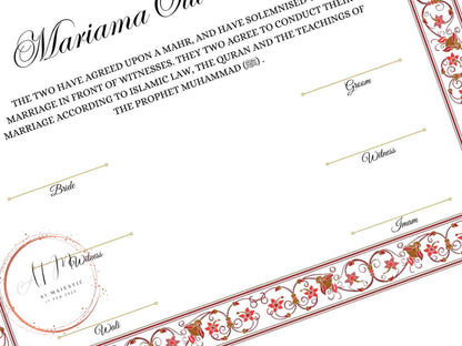 Nikkah Certificate Digital Download, Editable, Template, Muslim Contract, Muslim Marriage, A4, A3, Template, Instat Download. NN275