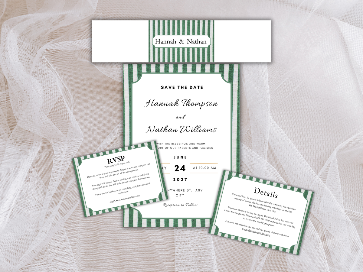Wedding Invitation Bundle, RSVP, Menu Card, Reception Card, Details Card. Wedding Bottle Label. WI290