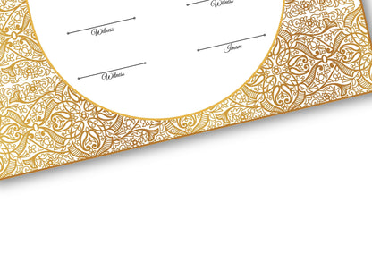 Luxury Gold A4/A3 Nikkah Certificate Template, Premium Gold Frame, Islamic Contract, Wedding Nama, Muslim Marriage Contract. 164