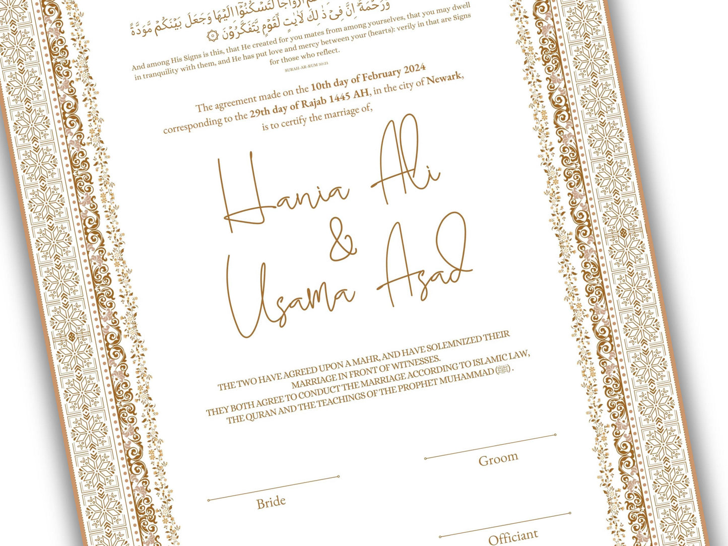 Nikkah Contract, Islamic Wedding Contract, Muslim Nikkah Certificate 11 x 17, Template, Instat Download. NN211