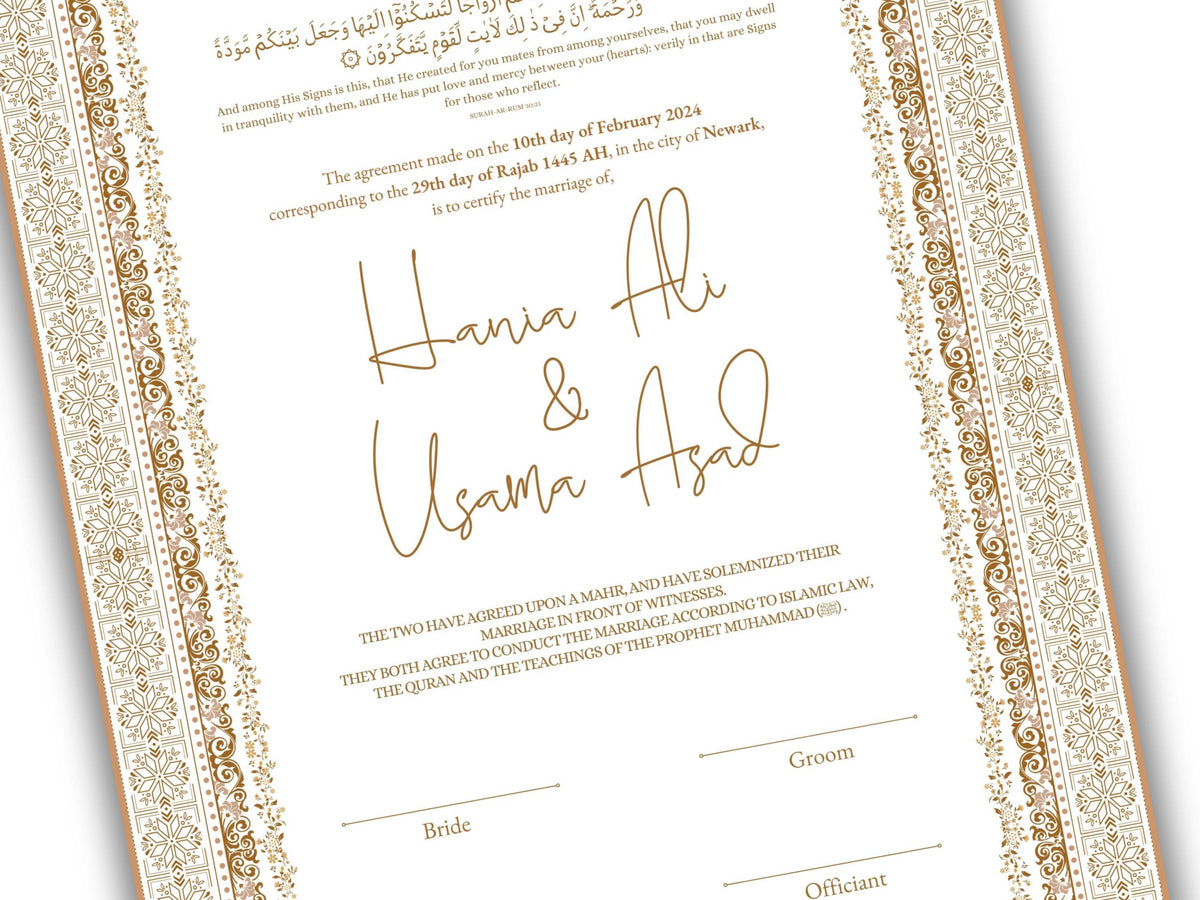 Nikkah Contract, Islamic Wedding Contract, Muslim Nikkah Certificate 11 x 17, Template, Instat Download. NN211